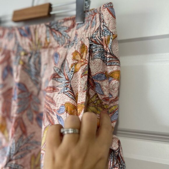 Nicole Miller Linen Tropical Floral Wide Leg Pull on Pants - Picture 4 of 8